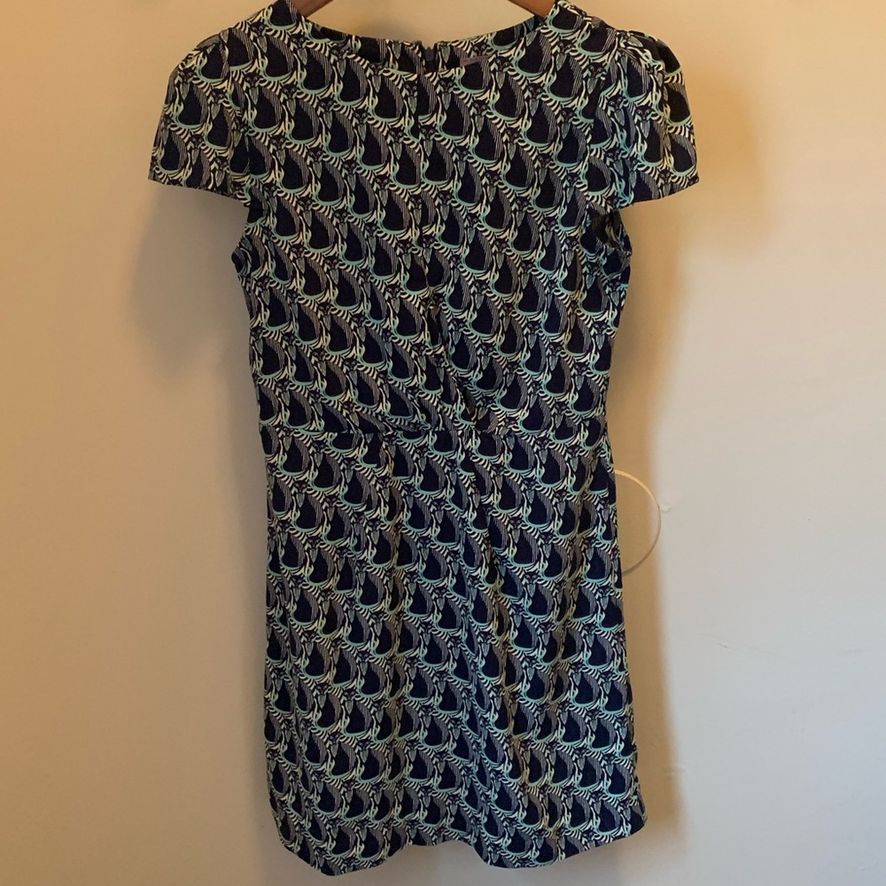 retro cat design keyhole cap sleeve dress